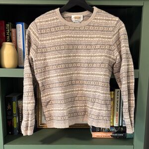 Talbots Beige and Cream Patterned Crewneck Sweater